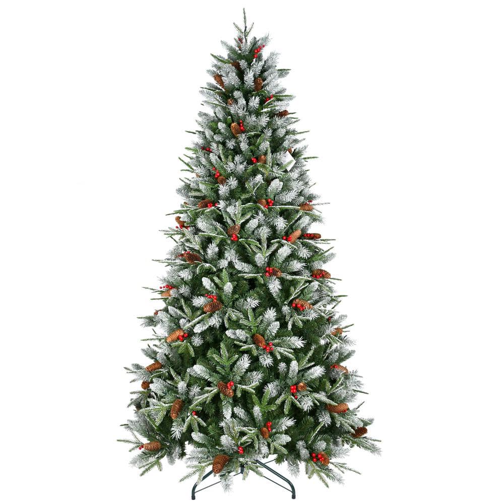 Outdoor Indoor Christmas Twig 96 in. H x 54 in. W Decorative Flocked Christ