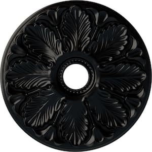 24-1/2" x 3-1/2" ID x 1" Milan Urethane Ceiling Medallion (Fits Canopies upto 4-5/8"), Hand-Painted Jet Black