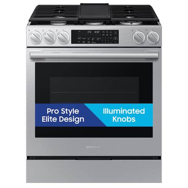 Bespoke 30 in. Smart 5 burner Slide-In Gas Range in Fingerprint Resistant Stainless Steel with True Convection