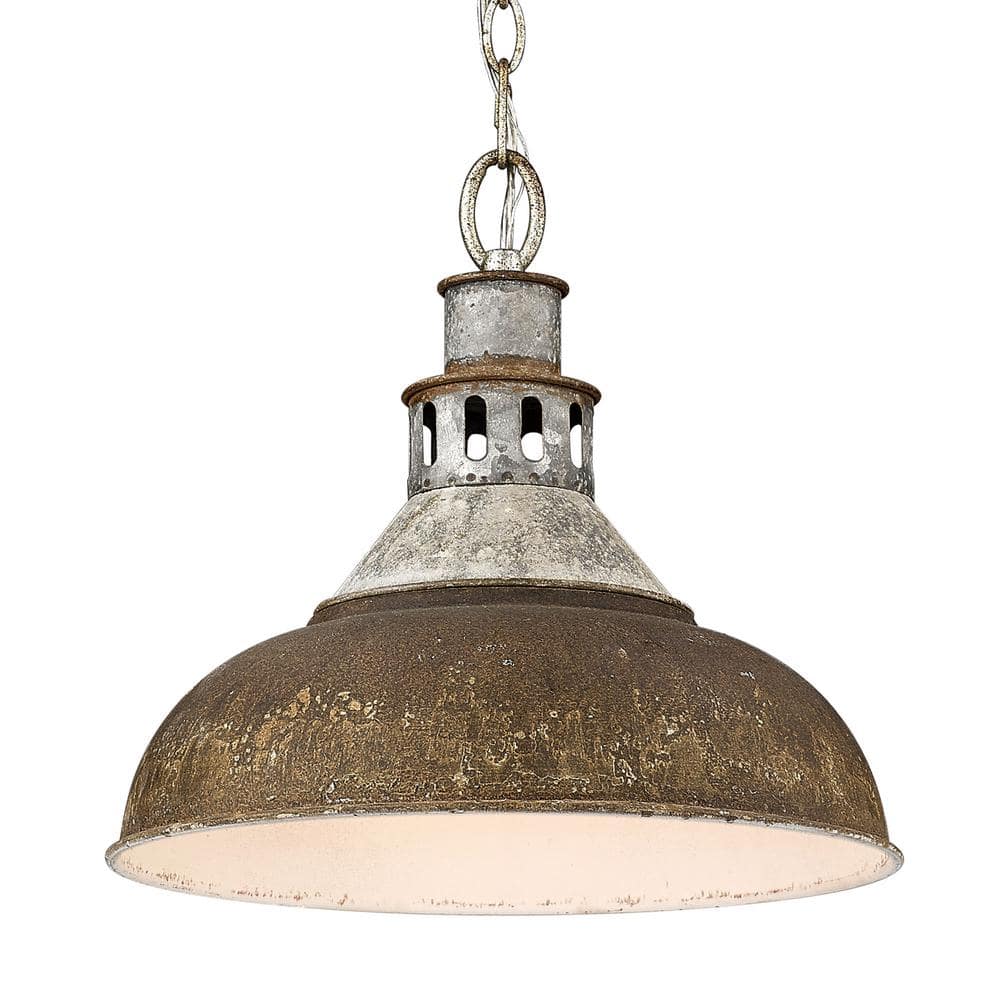 Rustic Vintage 14'' Steel Pendant Light in Antique Red