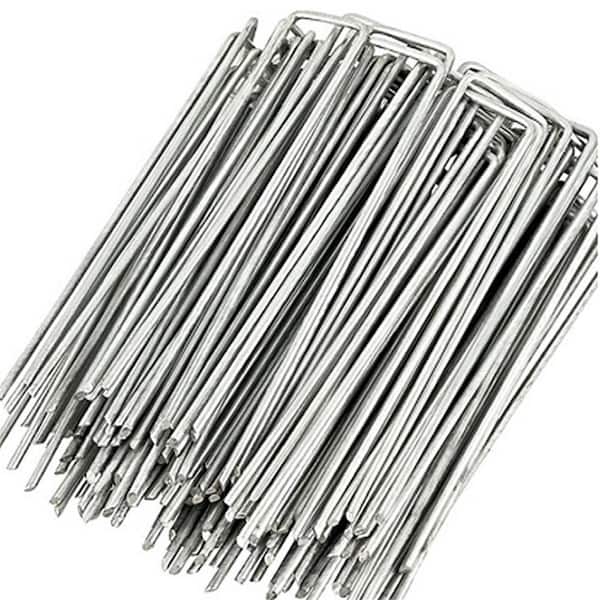 4/5 ft. 11-Gauge Garden Landscape Stake Staples Galvanized Pins for Weed Barrier Ground Cover, Tent, Lawn 200 Pieces