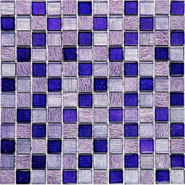 Apollo Tile Purple 4 in. x 5 in. Square Polished Glass Mosaic Tile Sample (0.13 sq. ft./Piece)