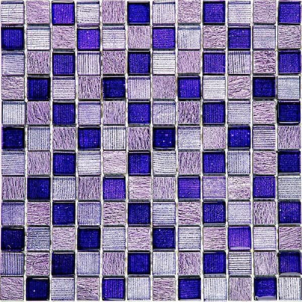 Apollo Tile Purple 11.8 in. x 11.8 in. Square Polished Glass Mosaic Tile (4.83 sq. ft./Case)