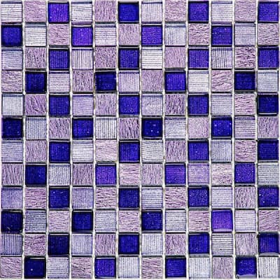 Purple 11.8 in. x 11.8 in. Square Polished Glass Mosaic Tile (4.83 sq. ft./Case)