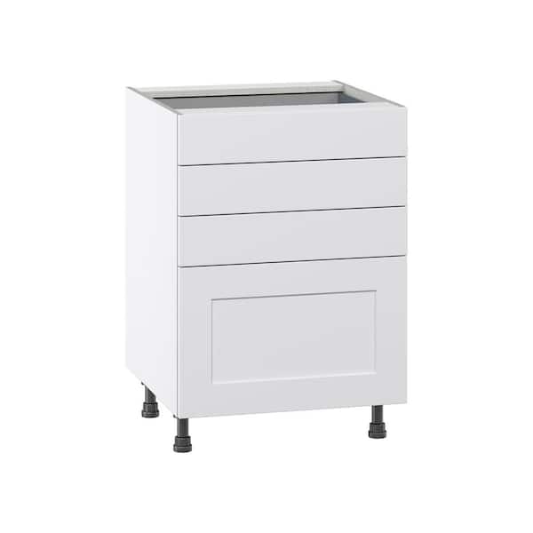 J COLLECTION Wallace Painted Warm White Shaker Assembled Base Kitchen Cabinet with 4 Drawers (24 in. W x 34.5 in. H x 24 in. D)