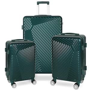 3-Piece Luggage Set with Luxe Sherpa Blanket - Jade Green with Light Blue