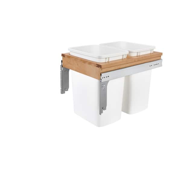 White 19.5 in. W Double 35 qt. Pull Out Top Mount Container