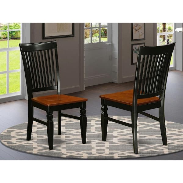 Black and Cherry Wooden Seat Slat Back Dining Chair (Set of 2)