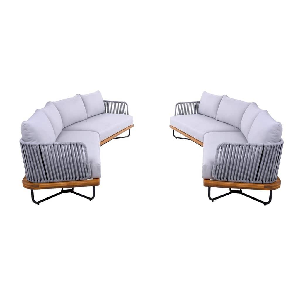 Krisalyn 4-Piece Solid Wood Patio Conversation Set with Gray Rope and Gray Cushions price history on PriceWatchPro