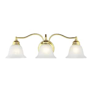 Woodside 24 in. 3-Light Wall Polished Brass Vanity1-Light1-Light with Alabaster Glass