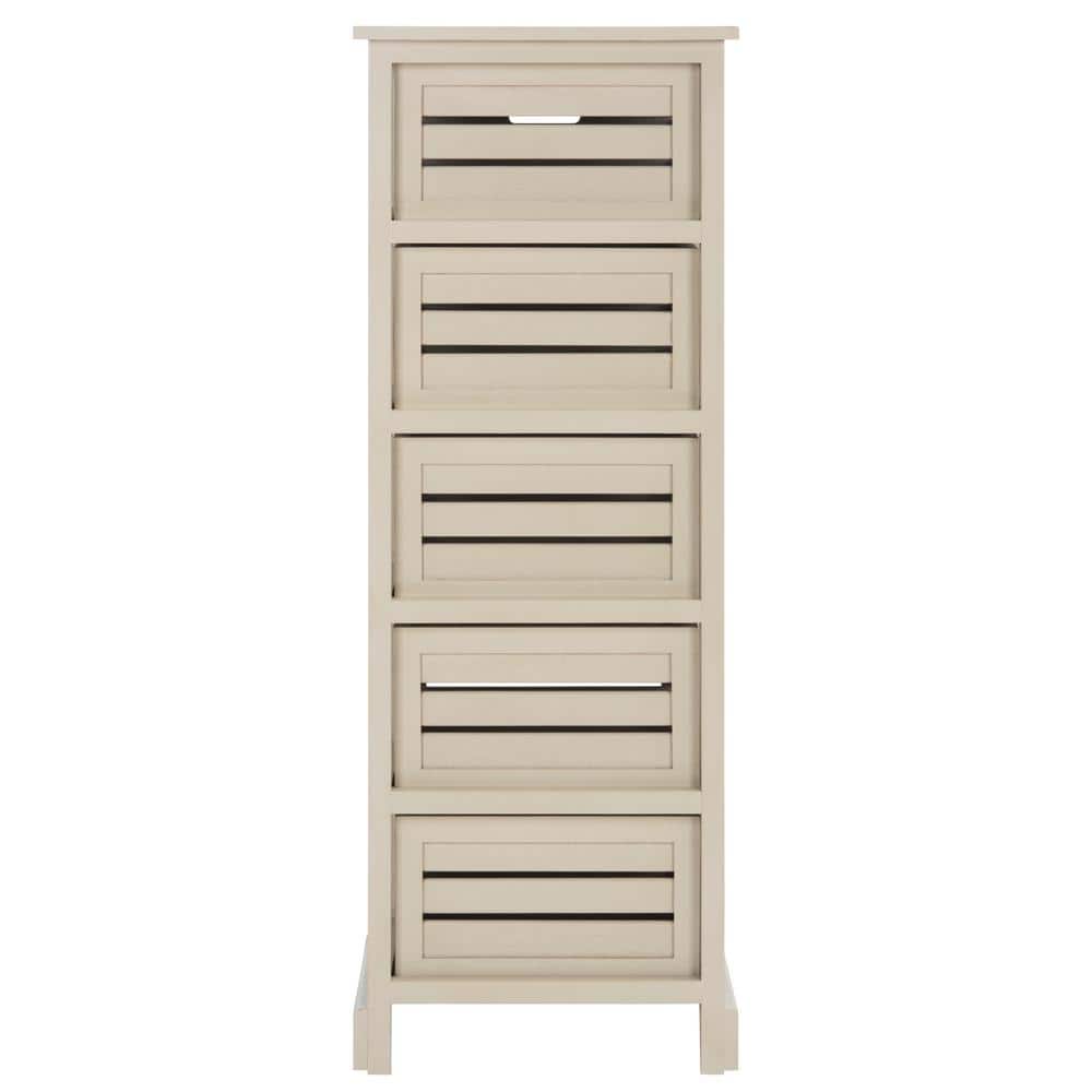 Transitional Grey Driftwood 5-Drawer Slim Cabinet