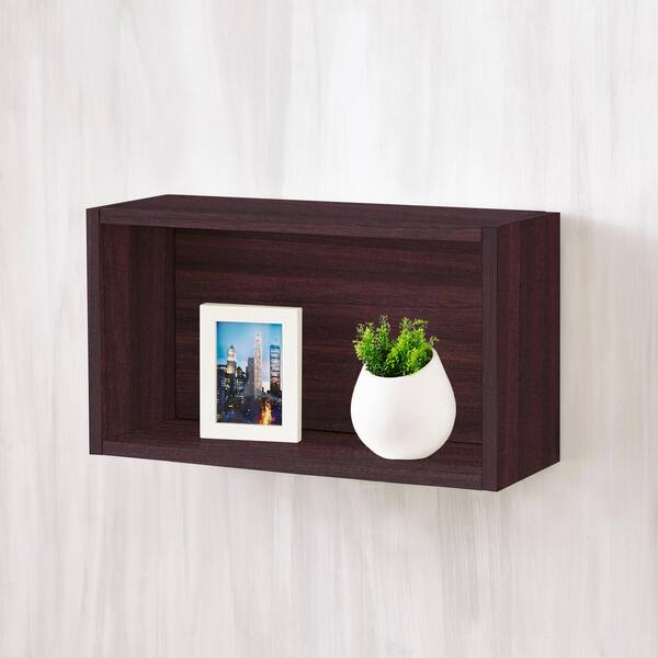 Way Basics Nottingham 7.7 x 19.7 x 11.2 zBoard  Wall Rectangle Decorative Floating Shelf in Espresso Wood Grain