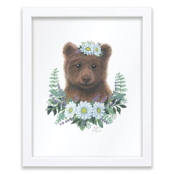 Unbranded Woodland Littles 1 "Bear" by Alyssa Lewis Individual White Framed Animal Art Print 24 in. x 18 in.