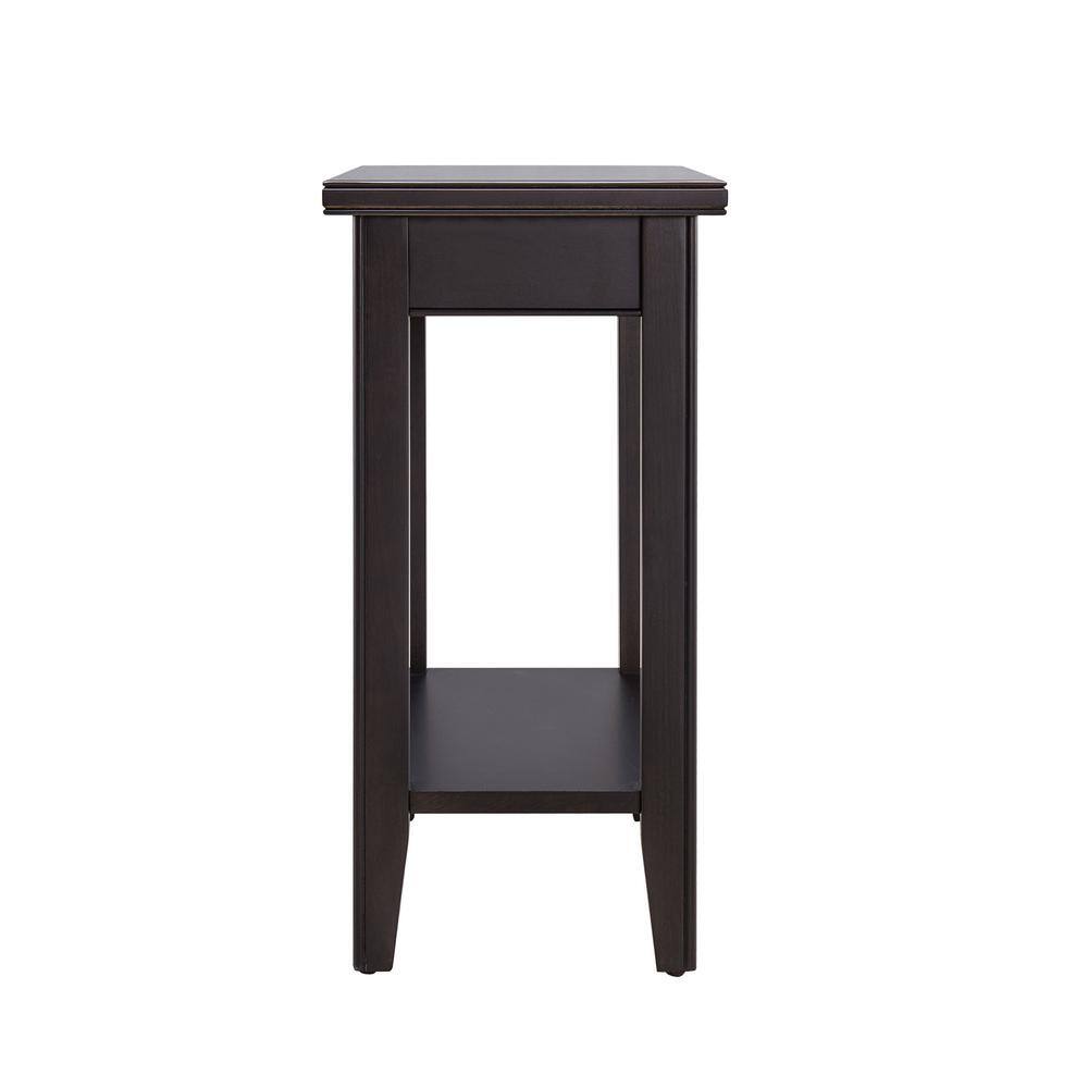 Laurent 12 in. Chocolate Cherry Rectangle Solid Wood Narrow End Table with Shelf - thumbnail 9
