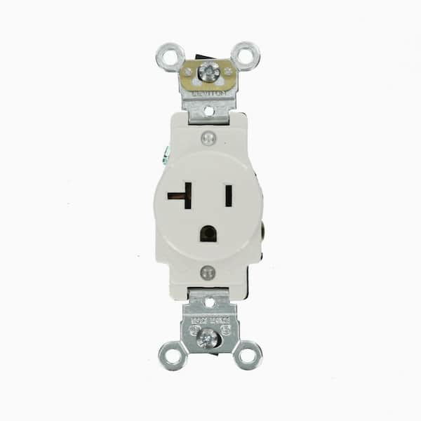 20 Amp 125 V Industrial Grade Self Grounding Single Outlet/Receptacle, White (1-Pack) 5361-W