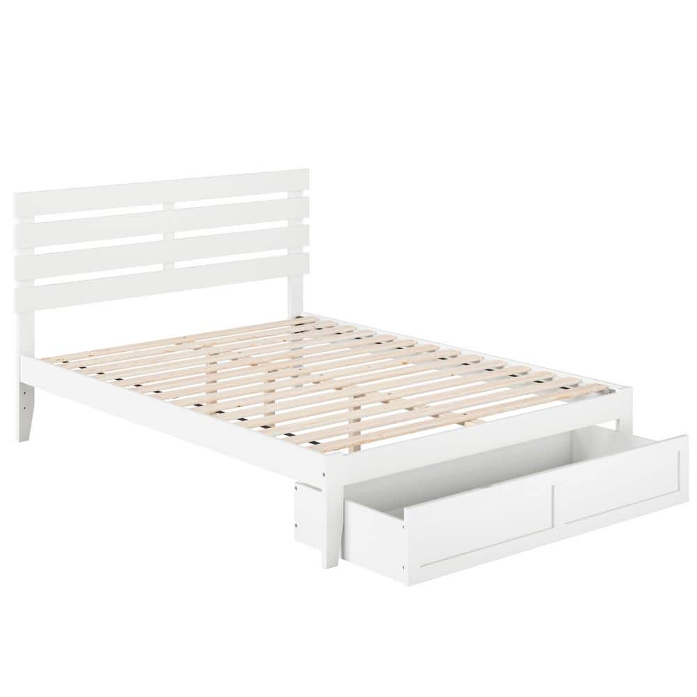 Oxford White Queen Upholstered Bed with Storage Drawer