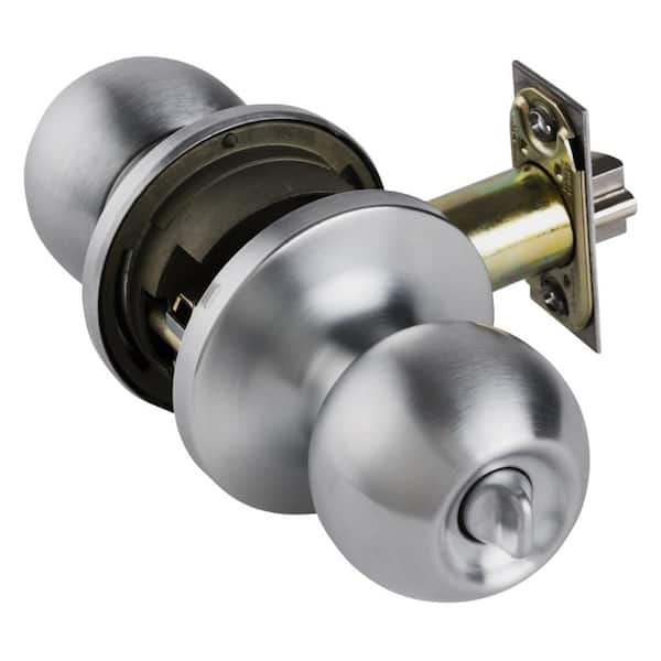 Light Duty Commercial Privacy Knob Lockset, Stainless Steel Finish Light Duty Commercial Privacy Knob Lockset, Stainless Steel Finish