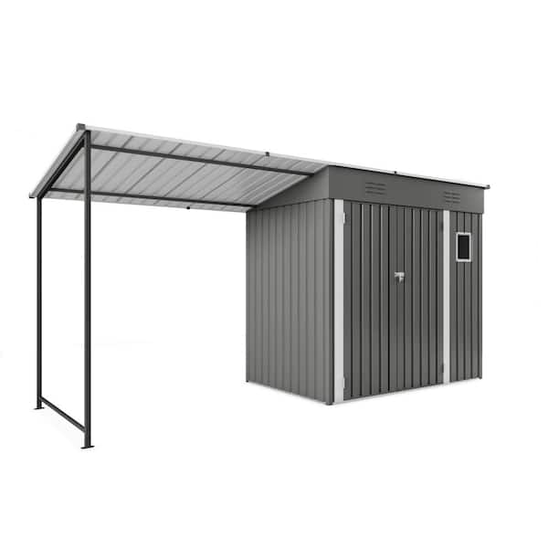 4 ft. W x 12 ft. D Gray 2-in-1 Metal Outdoor Storage Shed