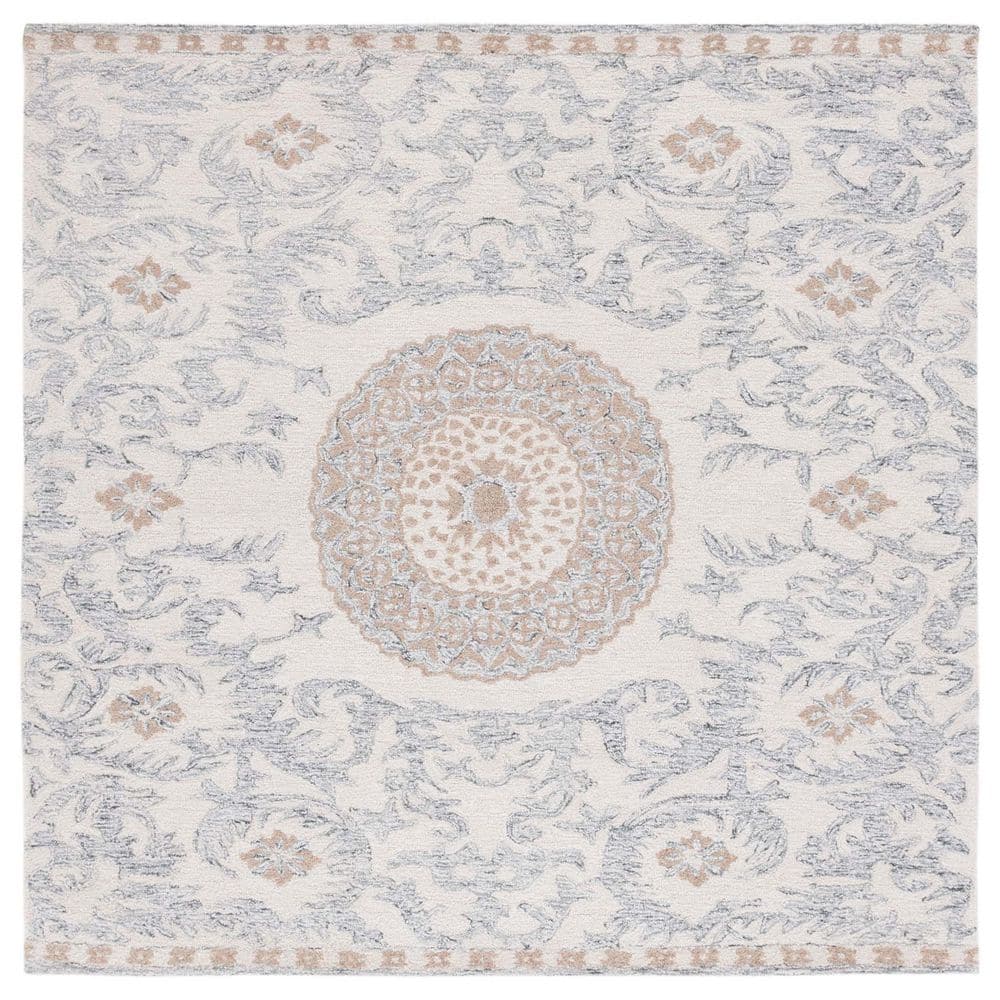 Marquee 6 ft. x 6 ft. Beige/Gray Border Medallion Square Area Rug price history on PriceWatchPro