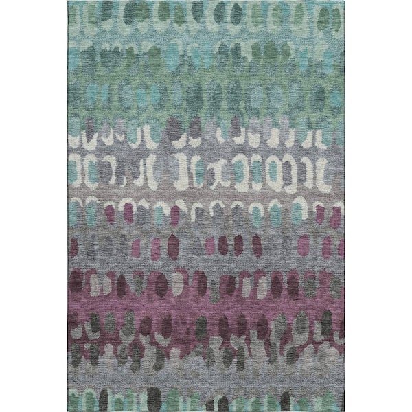 Mayfield Premium Machine Washable Abstract AMF2529 Teal 10 ft. x 14 ft. Area Rug