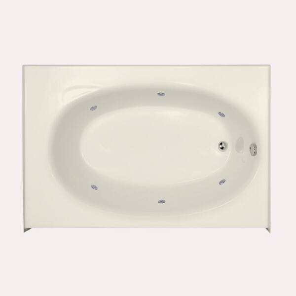 Hydro Systems Kona 60 in. Right Drain Alcove Rectangular Whirlpool Bathtub in Biscuit