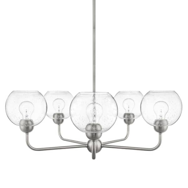 Home Decorators Collection Jill 5-Light Brushed Nickel Chandelier with Clear Seeded Glass Shade