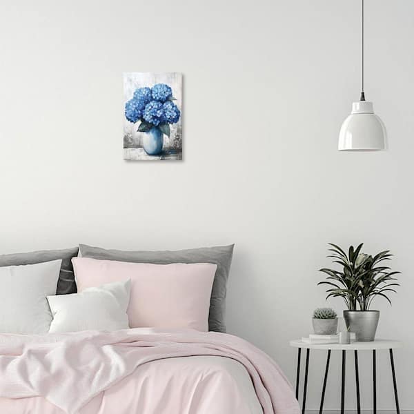 Blue Hydrangea Unframed Canvas Art Print 36 in. x 24 in