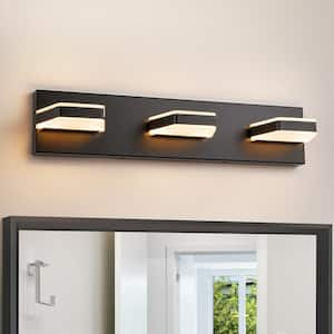 Salween 20.4 in. 3-Light Modern Square Black Integrated LED Bathroom Vanity Light