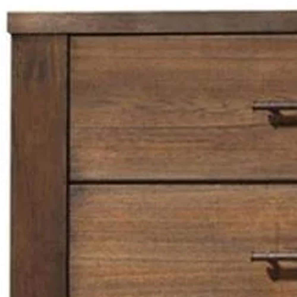 Oak Brown 5-Drawer Vertical Chest with Dovetail Drawers