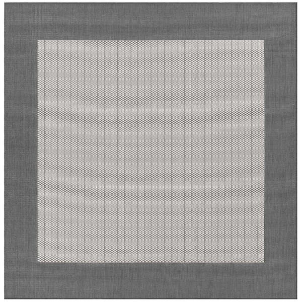 Couristan Recife Checkered Field Grey-White 9 ft. x 9 ft. Square Indoor/Outdoor Area Rug