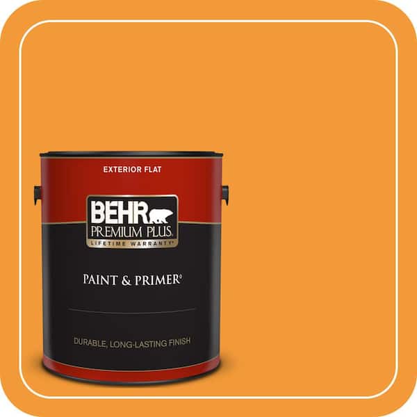 BEHR PREMIUM PLUS 1 gal. #280B-6 Amber Glow Flat Exterior Paint & Primer