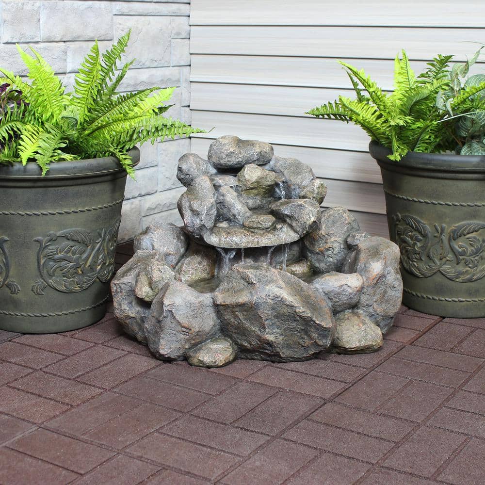Rocky Ravine 18" Gray Resin Outdoor Water Fountain