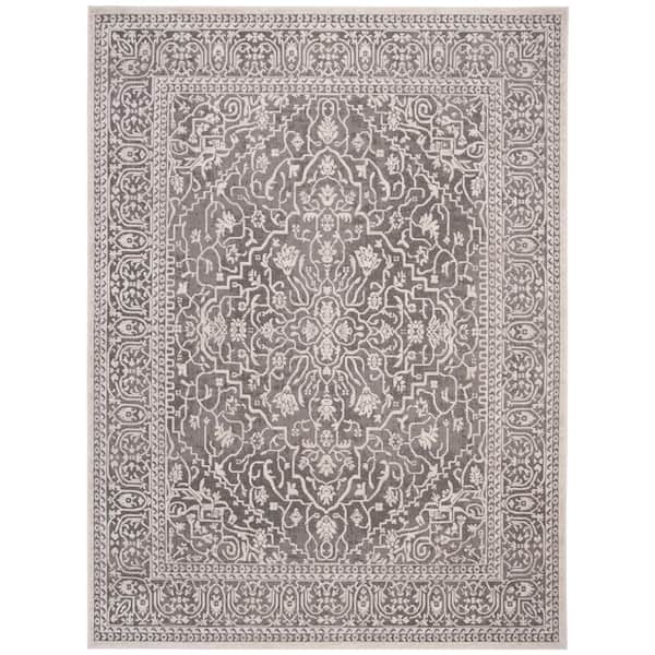 SAFAVIEH Reflection Dark Gray/Cream 8 ft. x 10 ft. Distressed Floral Area Rug