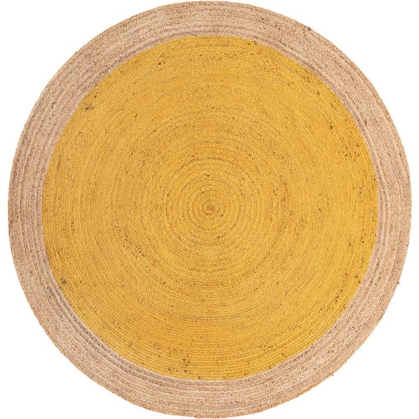 Braided Jute Goa Yellow 8' 0 x 8' 0 Area Rug