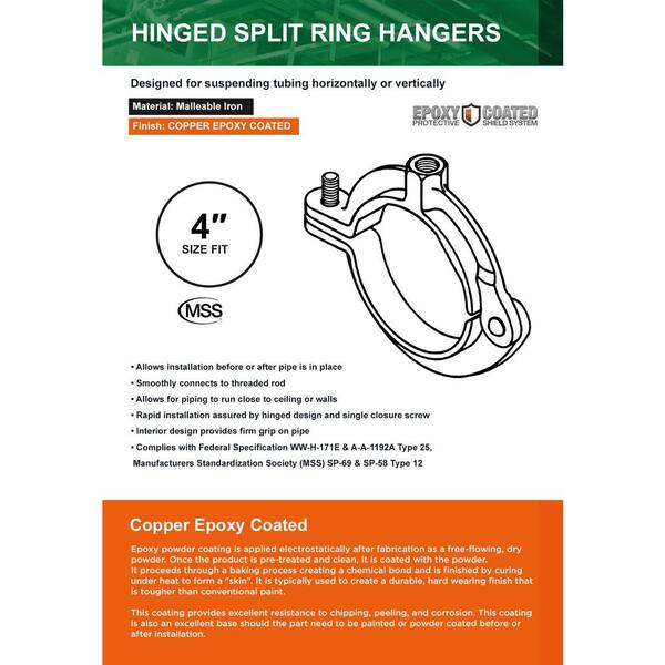 Highcraft 4 in. 2-Piece Split Ring Pipe Hanger in Uncoated