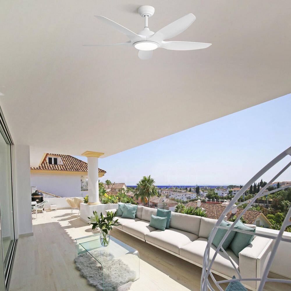 48 in. LED Indoor/Outdoor Modern White Ceiling Fan with Reversible Motor, 6-Speed DC Remote Control price history on PriceWatchPro