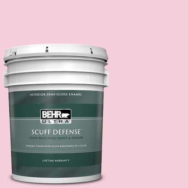 BEHR ULTRA 5 gal. #120C-1 April Blush Extra Durable Semi-Gloss Enamel Interior Paint & Primer