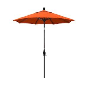 7.5 ft. Bronze Aluminum Market Collar Tilt Crank Lift Patio Umbrella in Melon Sunbrella