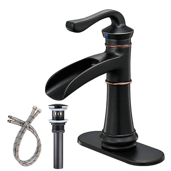 HOMEMYSTIQUE Single Handle Single Hole Bathroom Faucet with Drain Kit Included & Corrosion Resistant,Detachable in Oil Rubbed Bronze