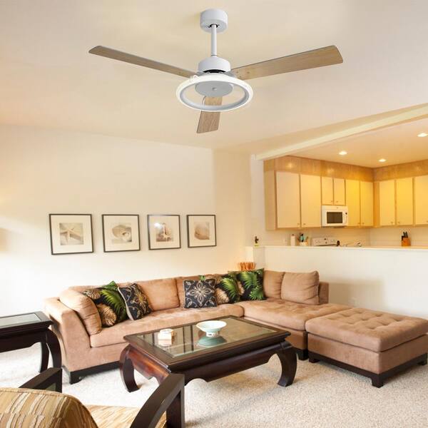OUKANING 52 in. Indoor Modern White Integrated LED 6-Speed Reversible Quiet  Motor Ceiling Fan with Remote JZUCOD2ANSHCX - The Home Depot