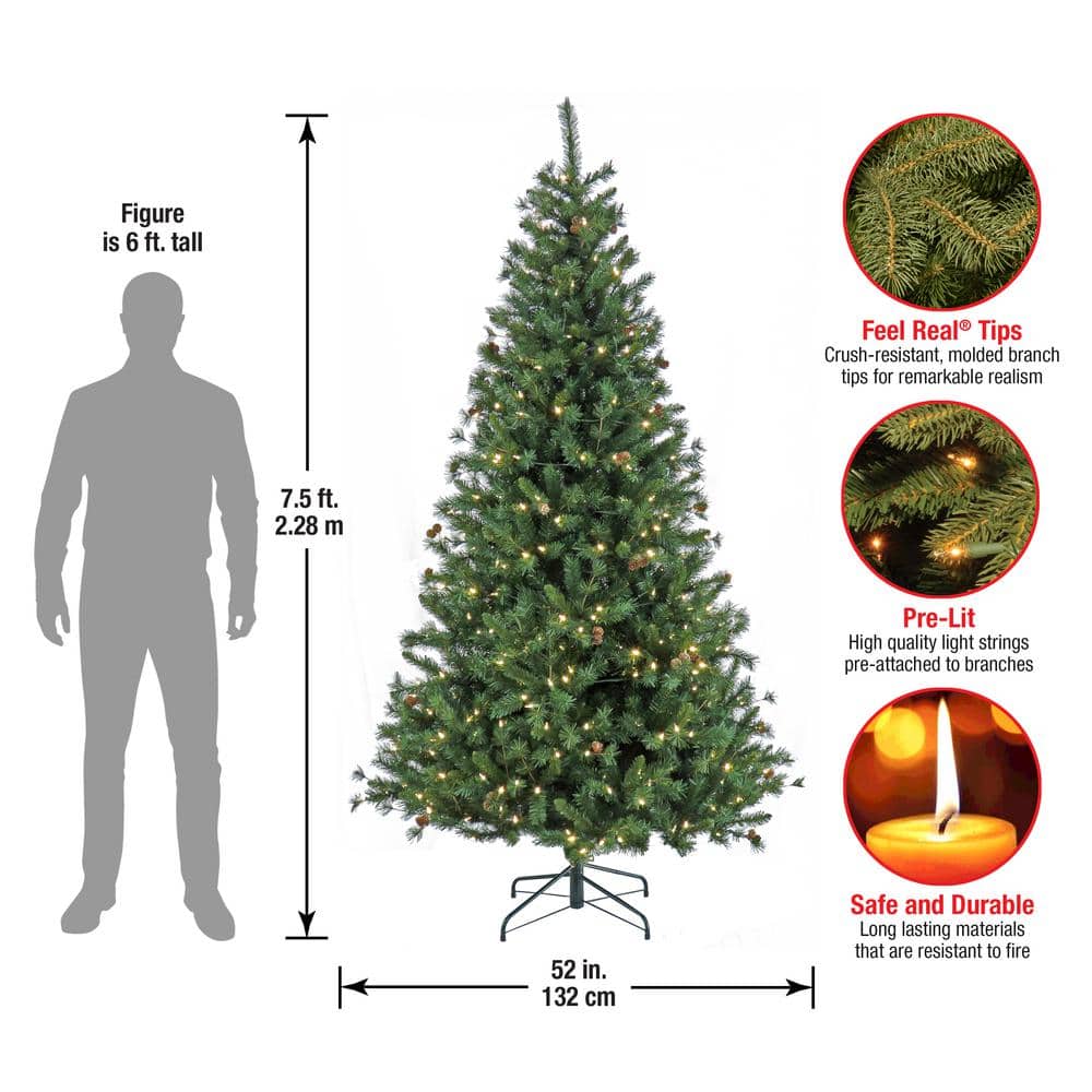 7.5 ft Green Spruce Christmas Tree with LED Lights