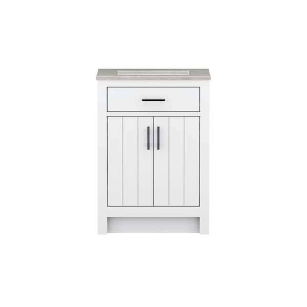 Daney 24.5 in. W x 18.75 in. D x 34.3 in. H Single Sink Bath Vanity in White with Gray Cultured Marble Top