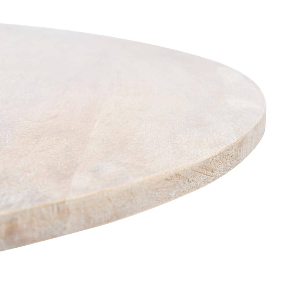 Coastal Charm Grey White Wash & Black Rattan Round Coffee Table