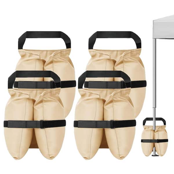 140 lbs. Heavy Duty 3-Compartment Canopy Sand Bags for Pop Up Tent Legs, (4-Pack, Beige)