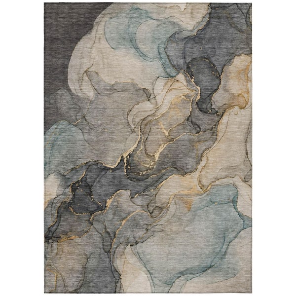 Chantille Machine Washable Indoor/Outdoor Abstract ACN3119 Charcoal 5 ft. x 7 ft. 6 in. Area Rug