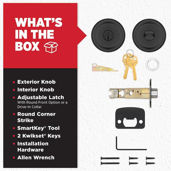 Kwikset Sora Matte Black Keyed Entry 2.19 in. Round Door Knob