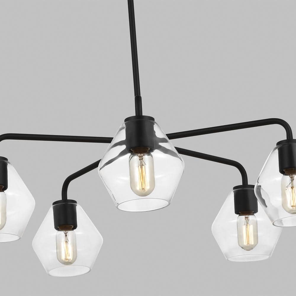 Jett Midnight Black 5-Light Adjustable Steel Outdoor Chandelier