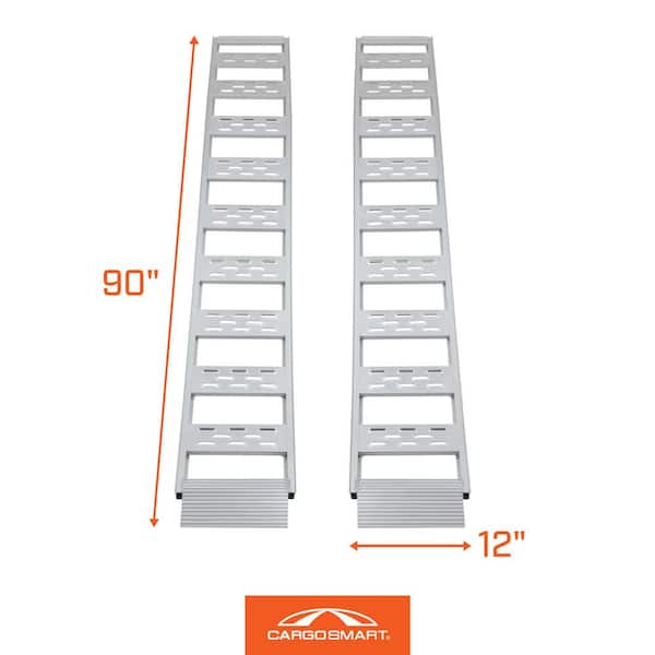 12 in. W x 90 in. L 1500 lb. Capacity Aluminum Fixed S-Curve Truck Loading Ramp with Treads (Includes 2 Ramps)