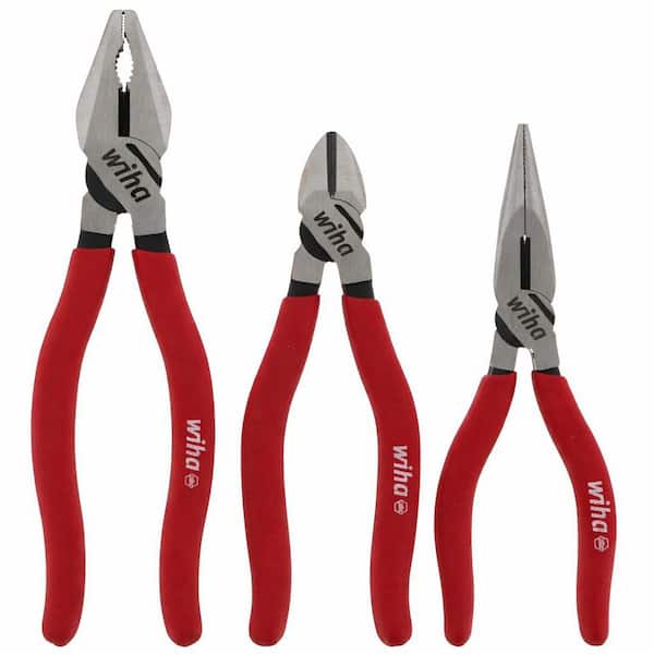 Soft Grip Combination, Long Nose, Diagonal Cutters Pliers Set (3-Piece)