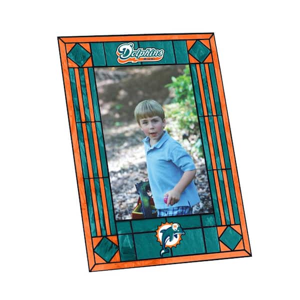 The Memory Company NFL -4 in. X 6 in. Gloss Multi Color Art Glass Picture Frame - Dolphins